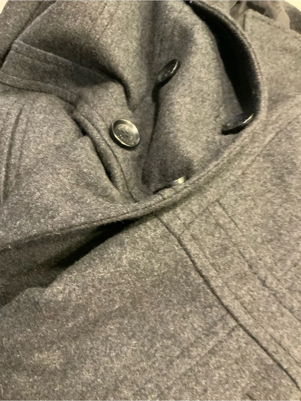 Michael Kors Charcoal Double-Breasted Peacoat with Red Scarf
